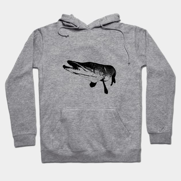 Pike black design Hoodie by BassFishin